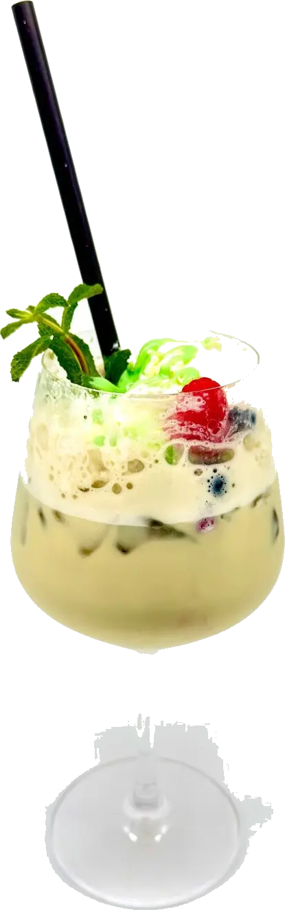 Matcha Cloud with berries and mint